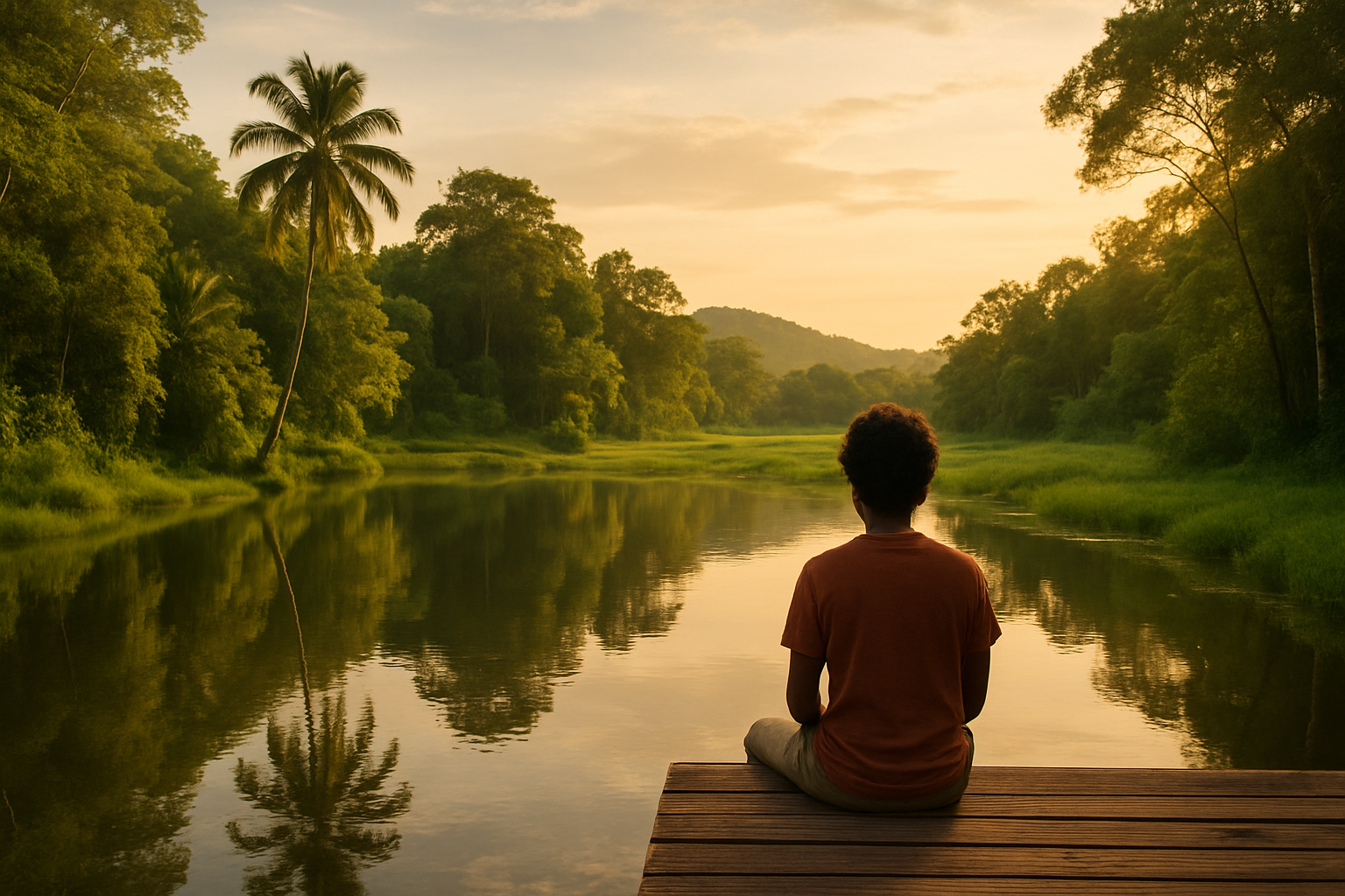 Rustig landschap in Suriname, symboliseert mentale gezondheid.