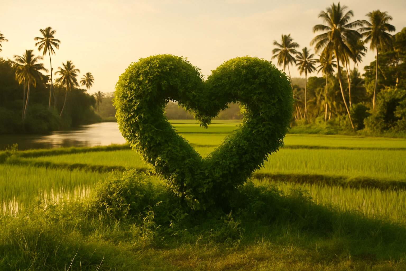 Een groene hartvorm in de natuur, symbool voor hartgezondheid.