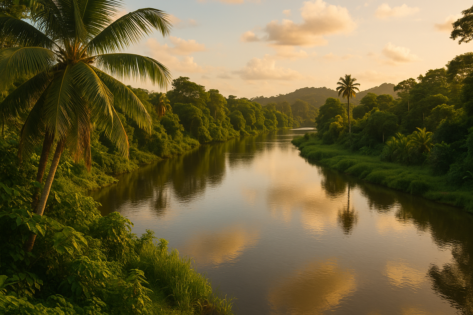 Tropisch landschap in Suriname met weelderige natuur.