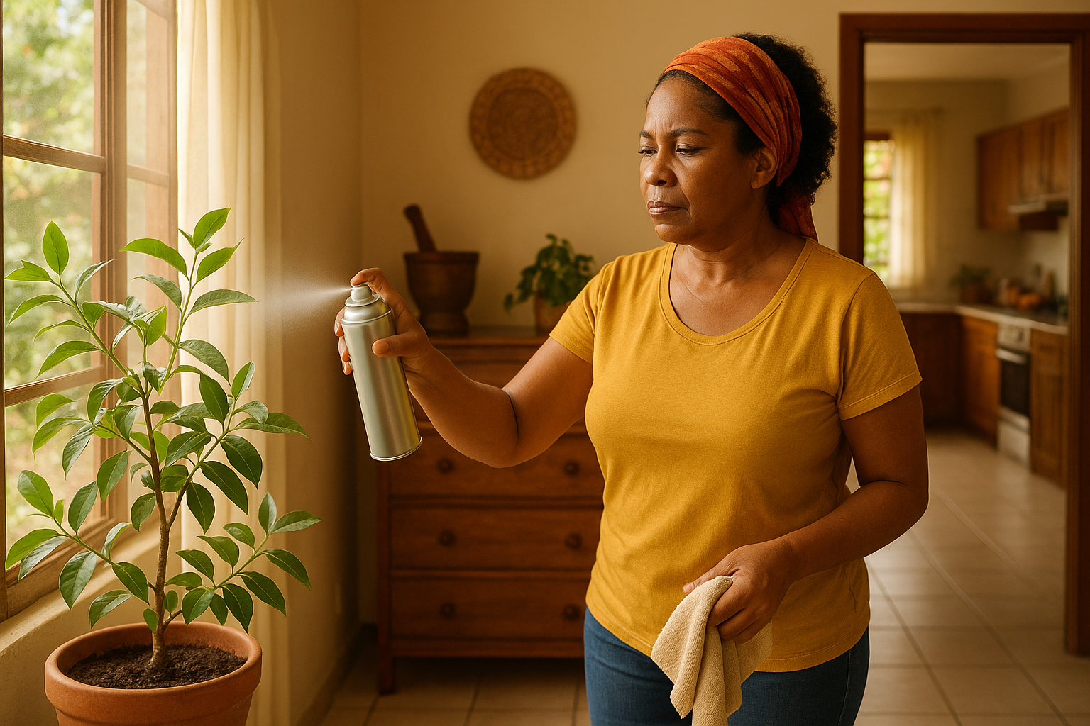 Een schoon huis zonder stilstaand water, ter preventie van dengue.