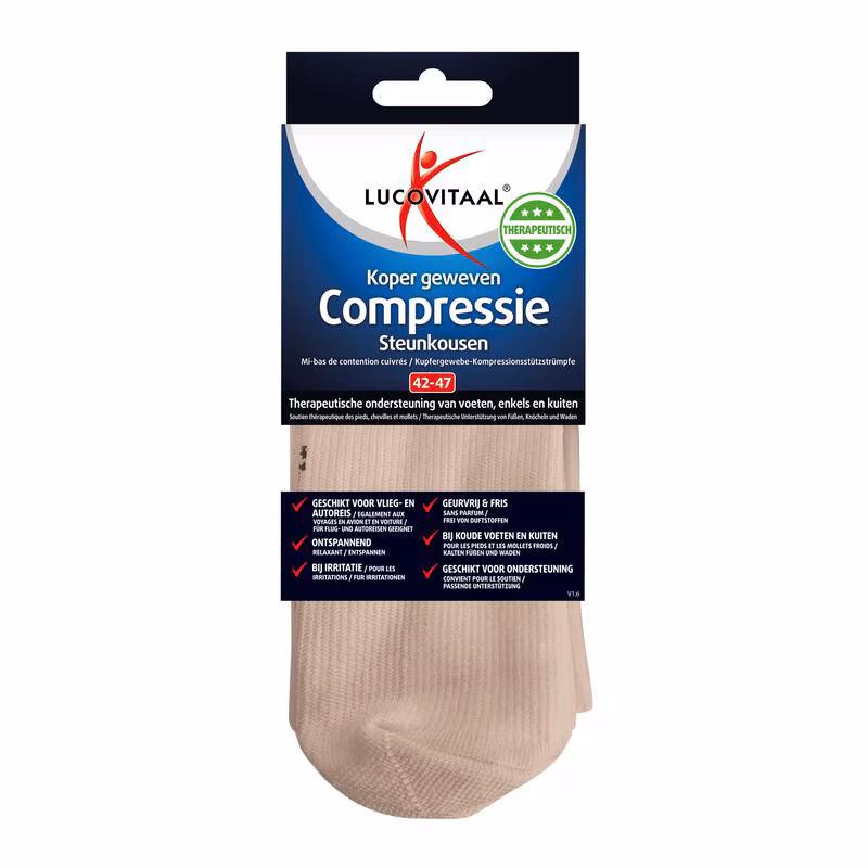 Lucovitaal Koper Geweven Compressie Steunkousen Beige 42-47 1 Paar 1 EA Etos