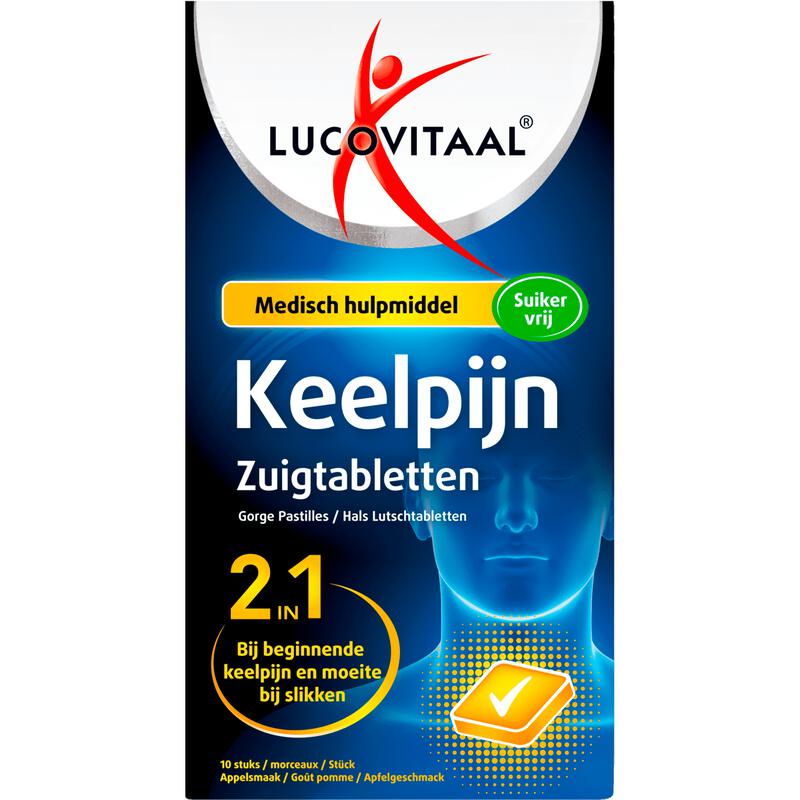 Lucovitaal Keelpijn Zuigtabletten Suikervrij 10 stuks 10 EA Etos
