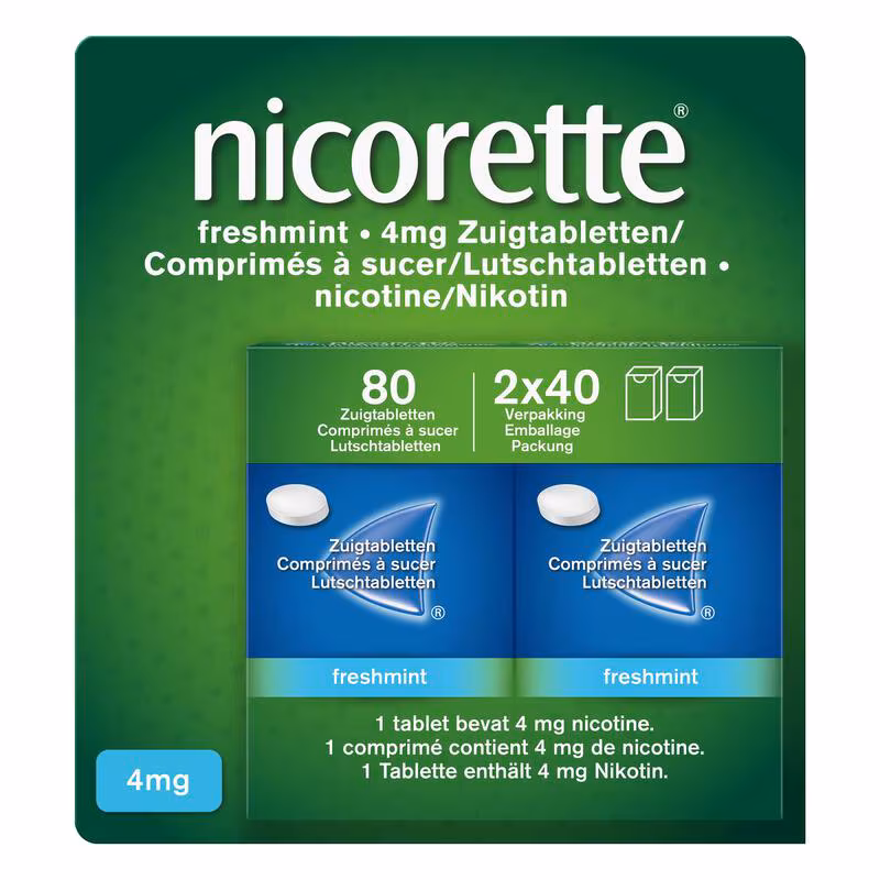 Nicorette Freshmint 4 MG Zuigtabletten 20 stuks 80 EA Etos