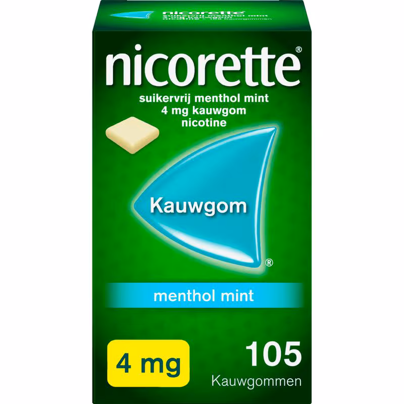 Nicorette Suikervrij Kauwgom 4 MG Nicotine 105 stuks 105 EA Etos