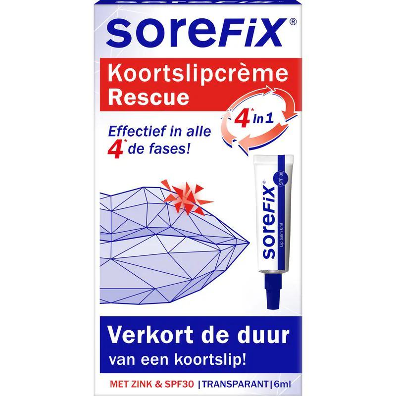 SoreFix Rescue Op Zink Gebaseerde Koortslipcrme 6 ML 1 EA Etos